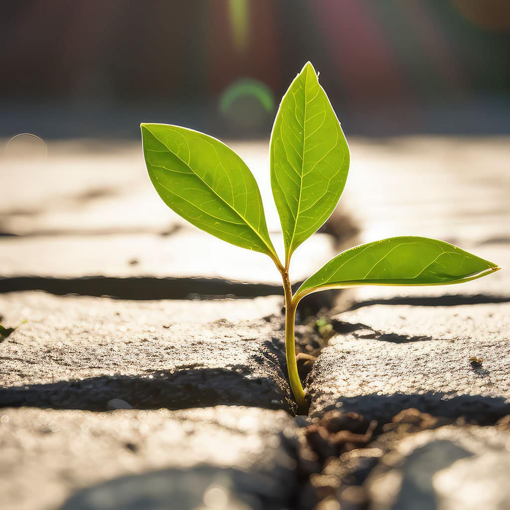 Leaf growing thru pavement image for What Social Workers Really Do